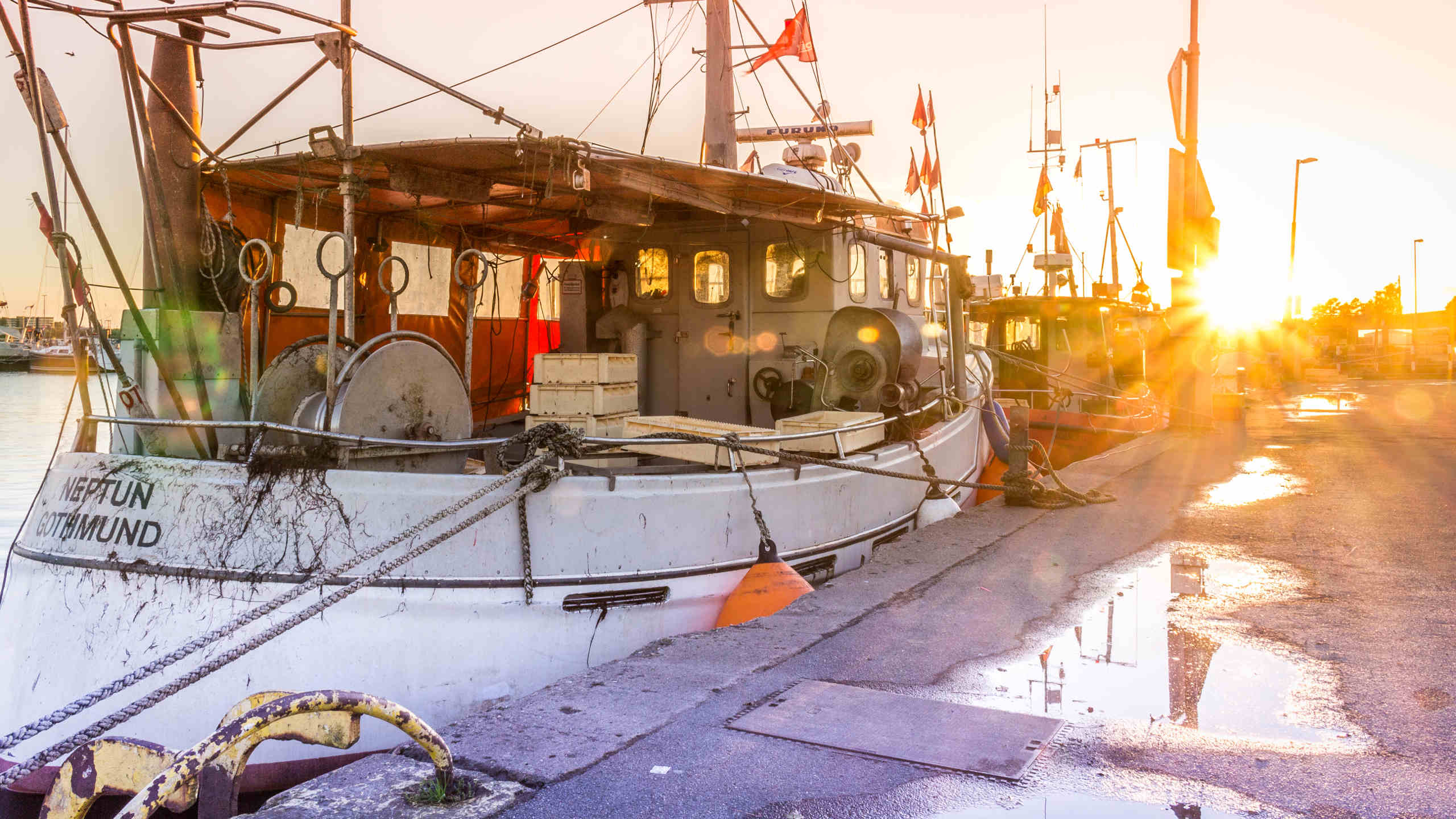 Fischereihafen bei Sonnenuntergang 